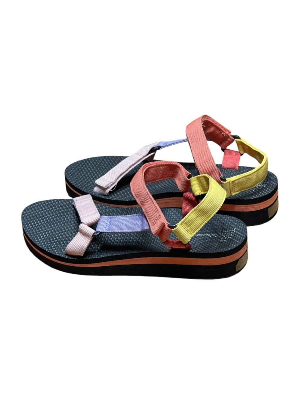 Colorblock Strappy Sandals Women’s Size 12 W Multicolor Fabric Upper Open Toe